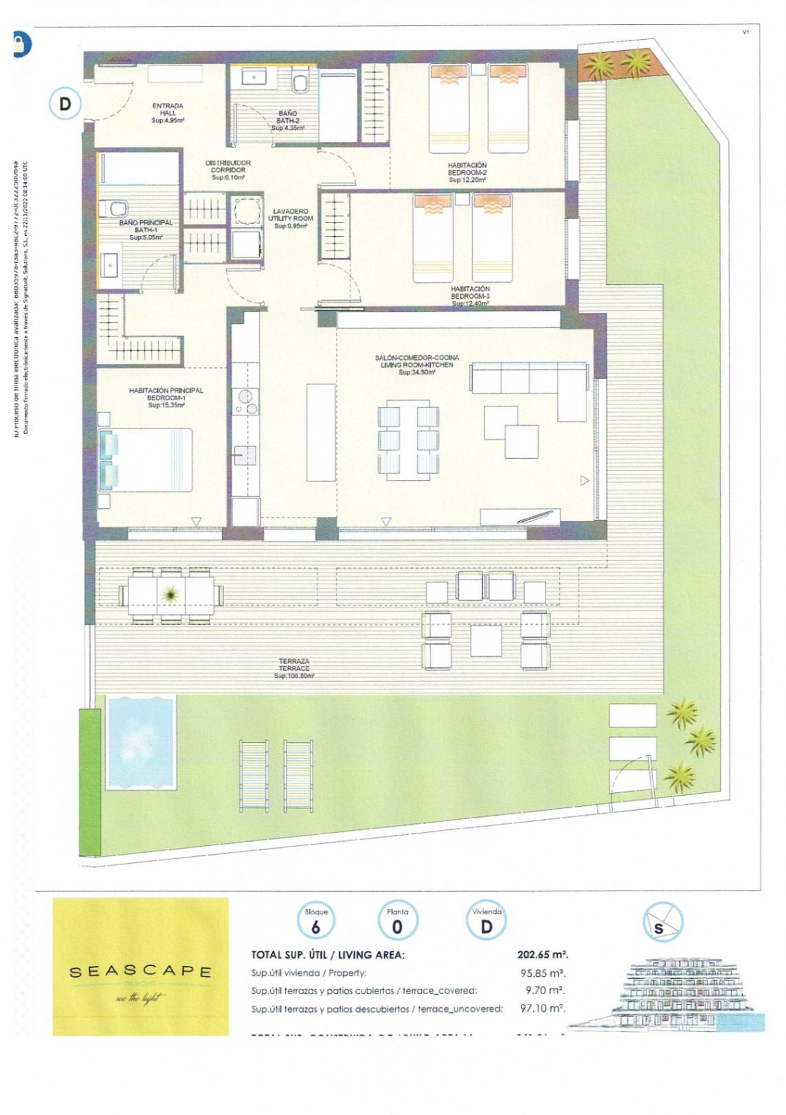 Luxury ground floor corner apartment with sea view, 106 m² terrace and garden in Seascape Resort.